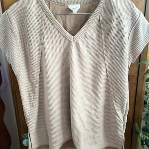 ANDREE BY UNIT Light Tan Waffle Knit Tee